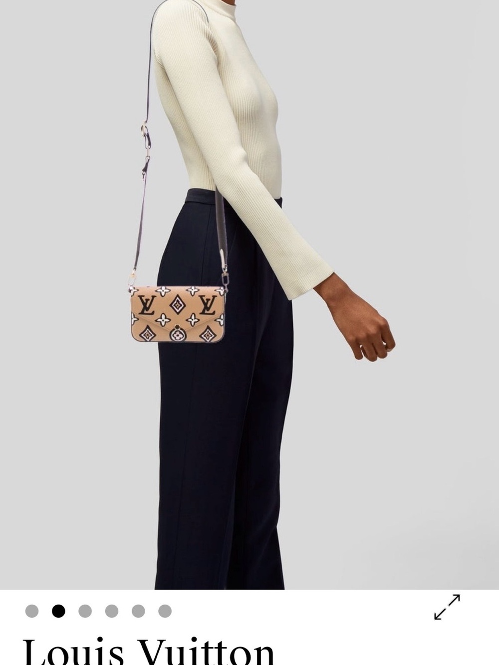 Louis Vuitton Beige Monogram Crossbody with Black Strap - Picture 2 of 7